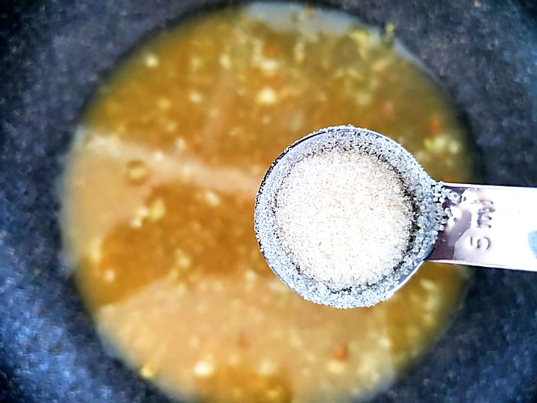 Brief simmering in pan