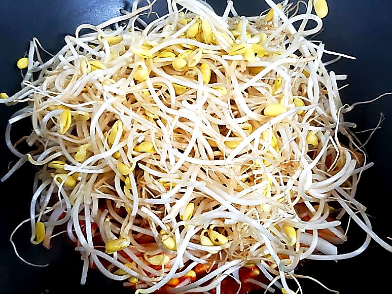 Piling fresh sprouts