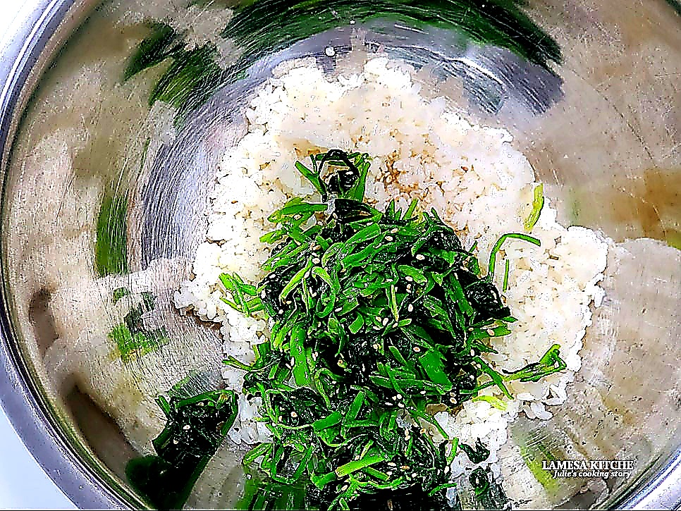 Folding greens and rice